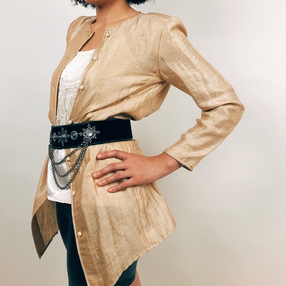 Dana Buchman gold button up tunic - Picture 1 of 6